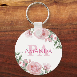 Llavero Nombre personalizado Floral Rosa PA