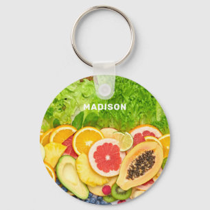 Llavero Nombre personalizado Frutas tropicales
