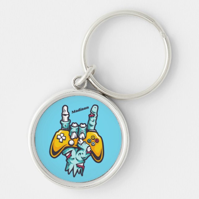 Llavero Nombre personalizado Gamer Zombie (Frente)