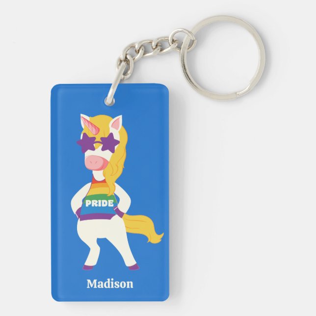 Llavero Nombre personalizado Gay Unicorn (Atrás)