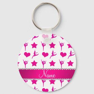 Llavero Nombre personalizado gimnasia rosa blanca estrella