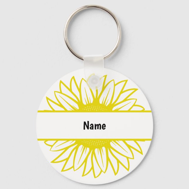 Llavero Nombre personalizado girasol amarillo (Anverso)