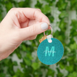 Llavero Nombre personalizado Glitter verde elegante