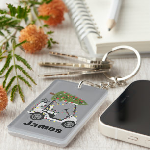 Llavero Nombre Personalizado Golfista Navidad Carro de Gol