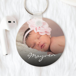 Llavero Nombre personalizado guión glamoroso de foto bebé