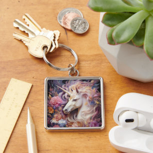 Llavero Nombre personalizado hermoso unicornio