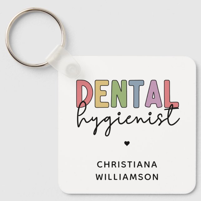 Llavero Nombre personalizado Higienista dental Regalos RDH (Anverso)