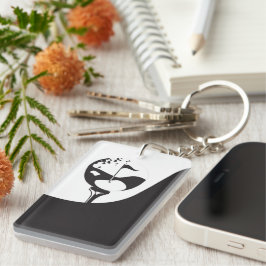 Llavero Nombre personalizado Hola Golf blanco y negro