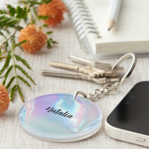 Llavero Nombre personalizado holográfico elegante