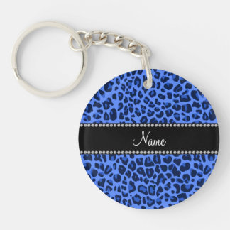 Llavero Nombre personalizado huella de leopardo azul
