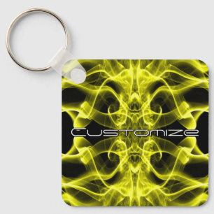 Llavero Nombre personalizado humo amarillo simétrico negro