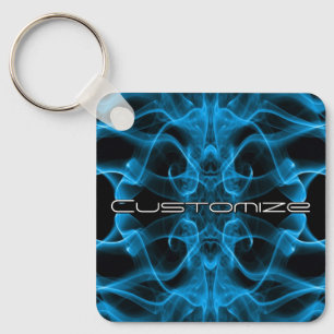 Llavero Nombre personalizado humo azul simétrico negro