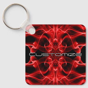 Llavero Nombre personalizado humo rojo simétrico negro