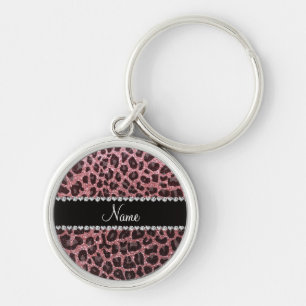 Llavero Nombre personalizado impresión de leopardo de purp
