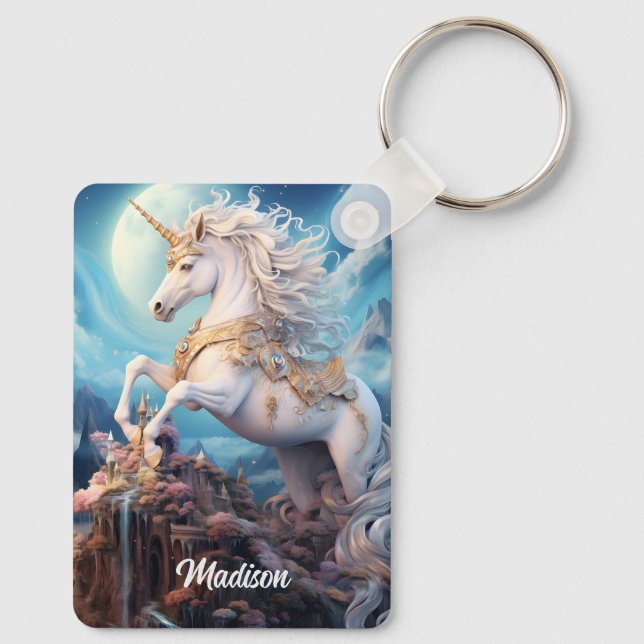 Llavero Nombre personalizado lindo unicornio (Reverso )