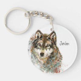 Llavero Nombre personalizado Lobo gris personalizado