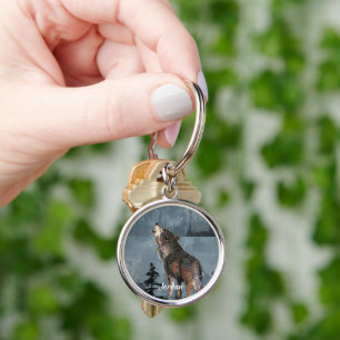 Llavero Nombre personalizado Lobo solitario Aullando Acuar