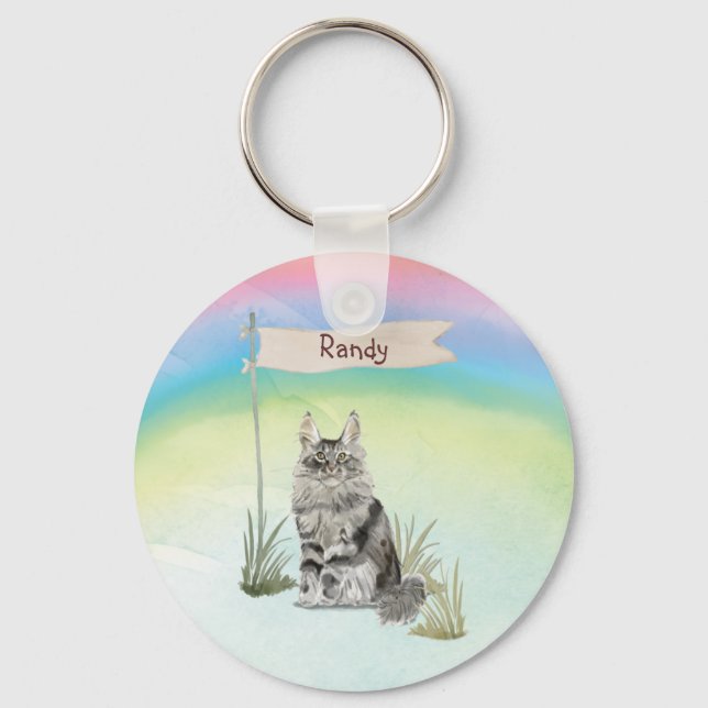 Llavero Nombre personalizado Maine Coon Cat Mascota (Anverso)