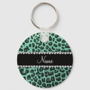 Llavero Nombre personalizado marioam verde purpurina leopa