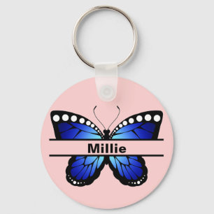 Llavero Nombre personalizado Mariposa Coral Pink Keychain