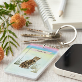 Llavero Nombre personalizado Mascota de gato bengalí