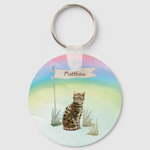 Llavero Nombre personalizado Mascota de gato bengalí