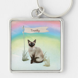 Llavero Nombre personalizado Mascota de gato siamés
