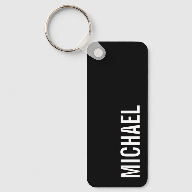 Llavero Nombre Personalizado Minimalista Moderno Negro (Anverso)