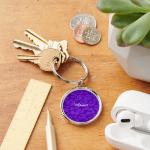Llavero Nombre personalizado moderno elegante purpura con 