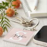 Llavero Nombre personalizado moderno Monograma Pastel rosa<br><div class="desc">Nombre personalizado moderno Monograma Pastel rosa</div>