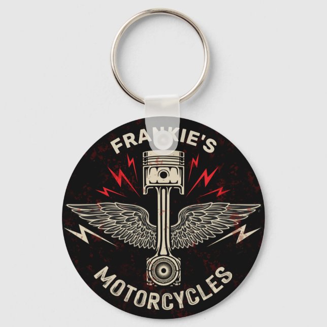 Llavero NOMBRE Personalizado Motocicleta Piston Wings Bike (Anverso)