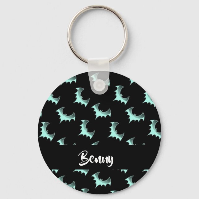 Llavero Nombre personalizado murciélagos azules (Anverso)