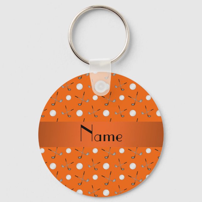 Llavero Nombre personalizado naranja bolas de golf (Anverso)