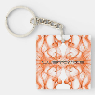 Llavero Nombre personalizado Naranja Humo Simétrico Blanco