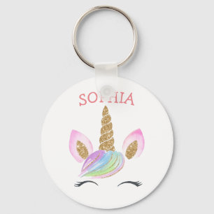 Llavero Nombre personalizado Niños unicornios Purpurinas d