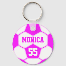 Llavero Nombre personalizado Número de bolas de fútbol ros