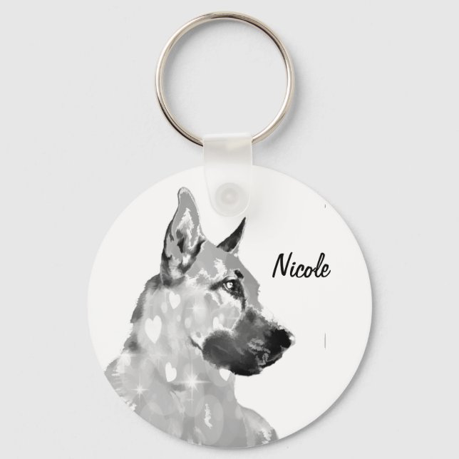 Llavero Nombre personalizado o mascota de perro pastor ale (Anverso)