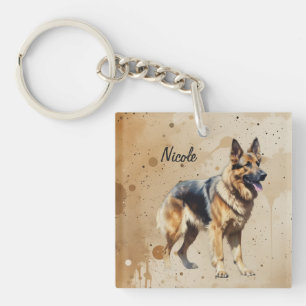 Llavero Nombre personalizado o texto Perro pastor alemán m
