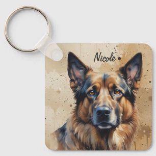 Llavero Nombre personalizado o texto perro pastor alemán m