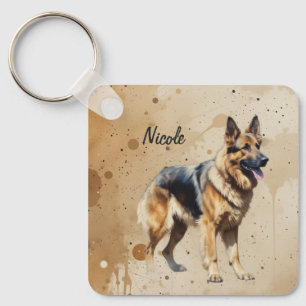 Llavero Nombre personalizado o texto Perro pastor alemán m