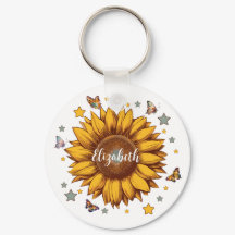 Nombre personalizado para regalo de girasol retro 