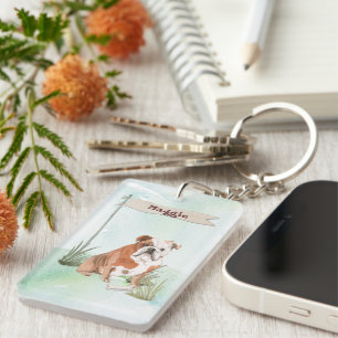 Llavero Nombre personalizado Perro Mascota Bulldog inglés