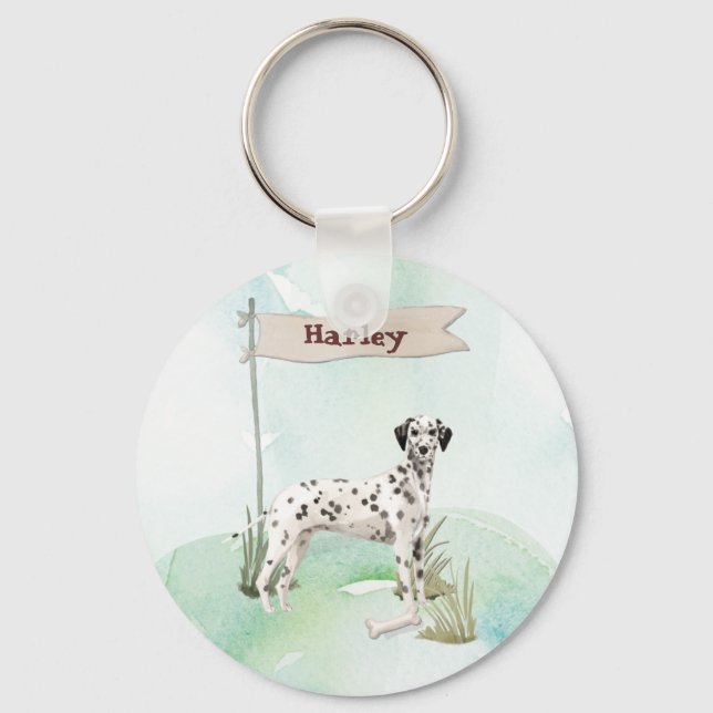 Llavero Nombre personalizado perro Mascota dálmata (Anverso)