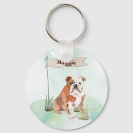 Llavero Nombre personalizado Perro Mascota de Bulldog ingl