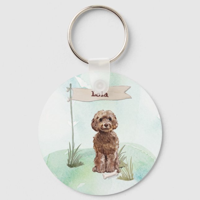 Llavero Nombre personalizado Perro Mascota de Cockapoo mar (Anverso)