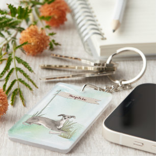 Llavero Nombre personalizado: perro Mascota de Greyhound i
