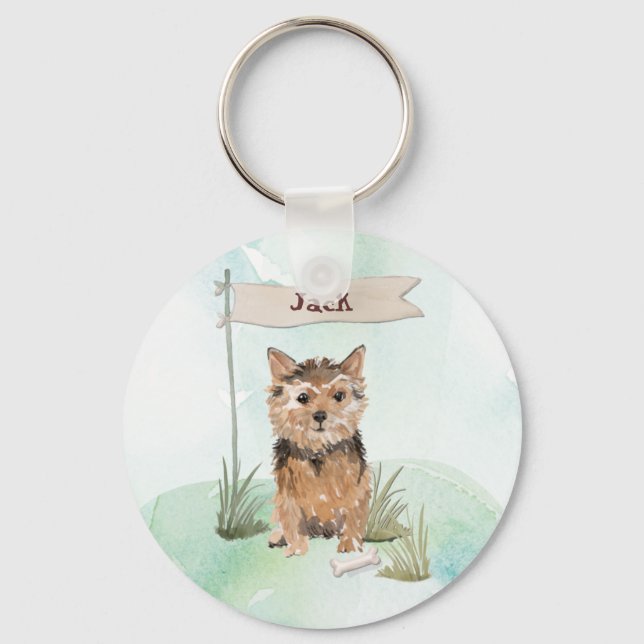 Llavero Nombre personalizado Perro Mascota Norfolk Terrier (Anverso)