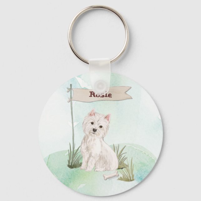 Llavero Nombre personalizado Perro Mascota Westie (Anverso)