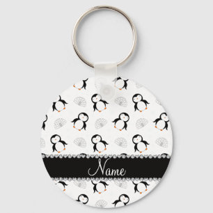 Llavero Nombre personalizado pingüinos blancos iglús copos