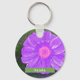Llavero Nombre personalizado Pintura acrílica de flores pú